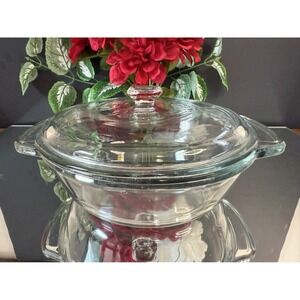 Anchor Hocking Ovenware Casserole Dish‎ Lid Clear Glass Vintage Bakeware 1.5L